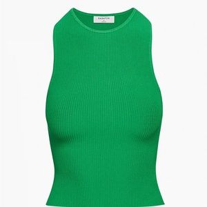 Aritzia sculpt knit racer tank size medium in gloss green never worn before
